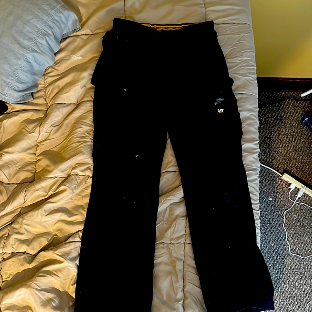 Caterpillar black work pants with tool pouches included